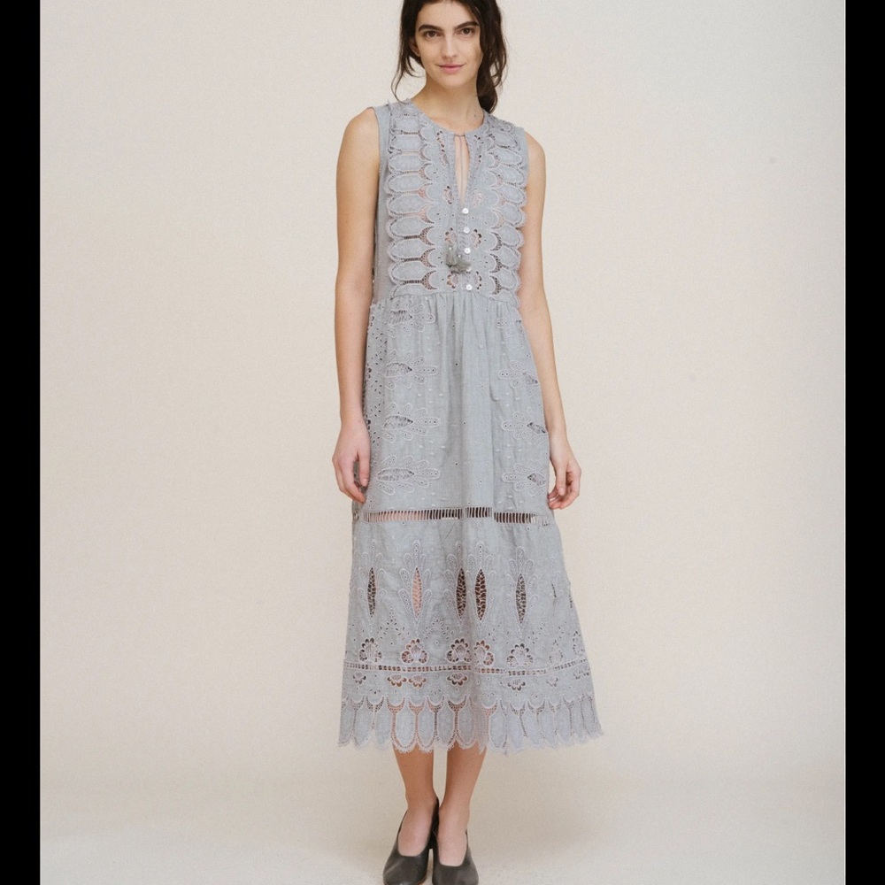 Sea New York blue/gray Lace Midi Dress